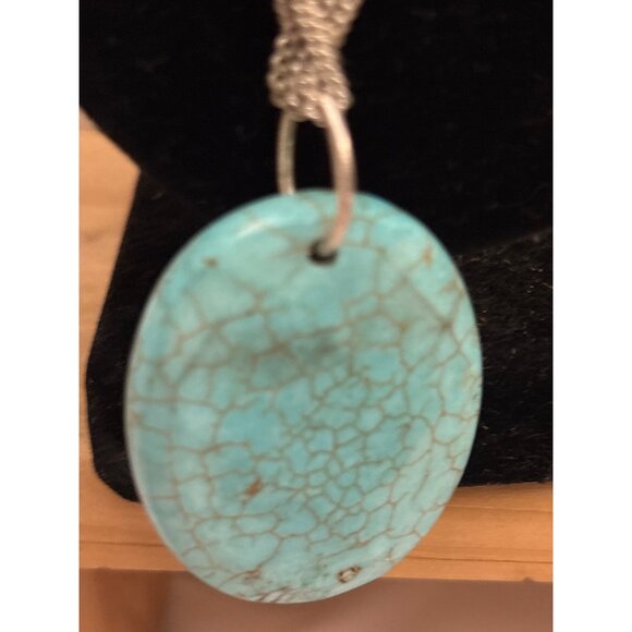 Kenneth Cole Silver-Tone Multi-Strand Chain Necklace With Turquoise Pendant - Picture 11 of 12